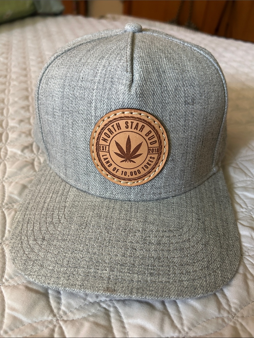 OTTO North Star Bud Minnesota Grey Snapback Hat with Leather Patch NWOT